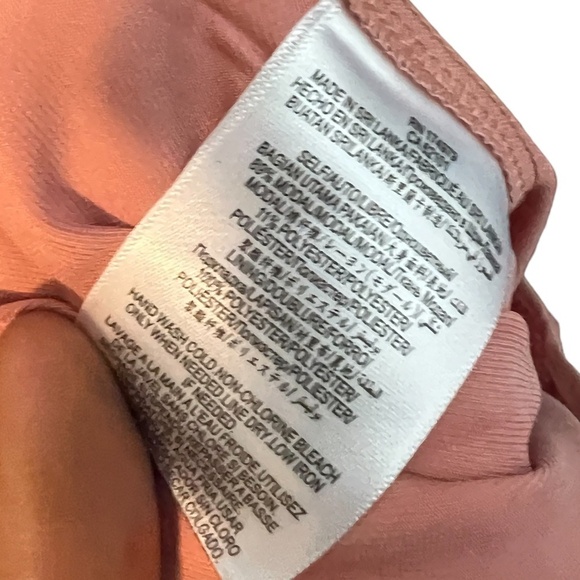 BCBGeneration Peach Mock Neck Cold shoulder Ruffle Halter Dress Size Large - Picture 10 of 10